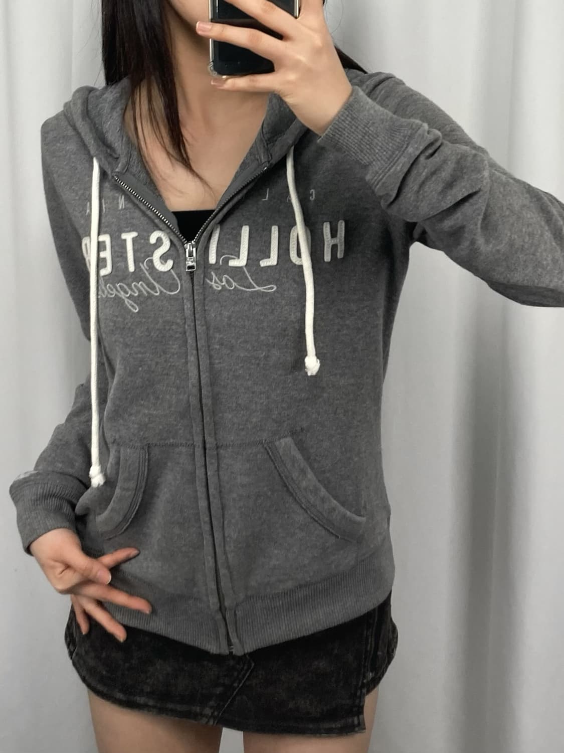 홀리스터 로고 그레이 후드집업 상품이미지2