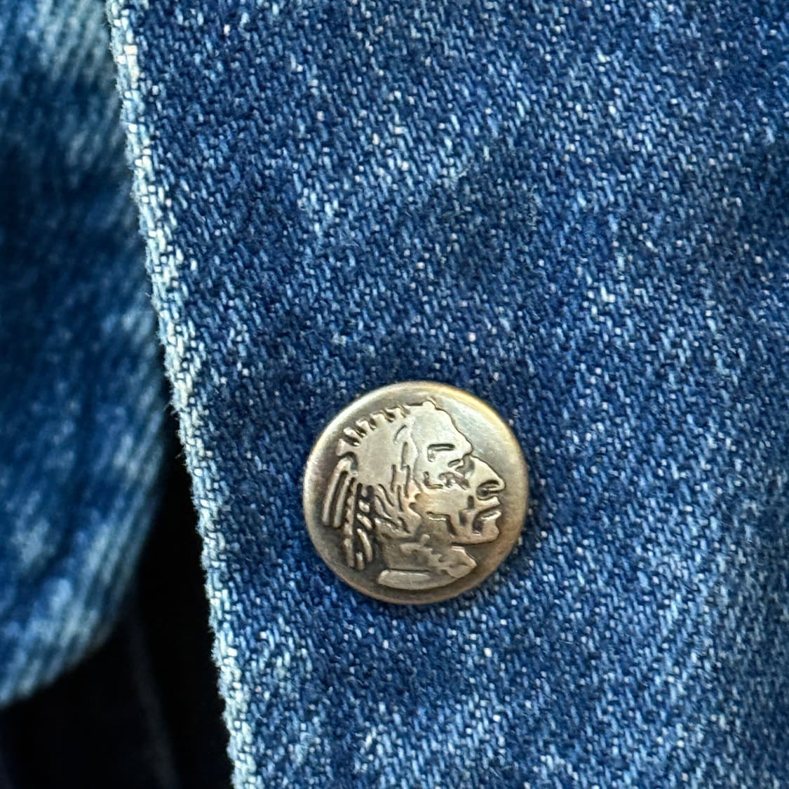 M ~ L 80 ~ 90S USA 울리치 데님 코트 레더 카라 에스닉  상품이미지10