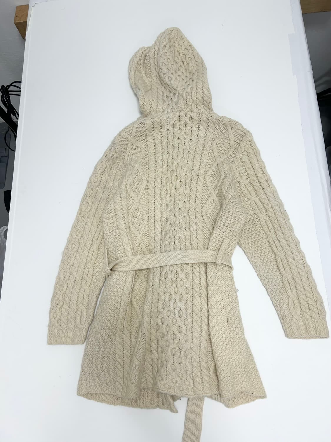케이블 후드 니트 가디건 롱기장 상품이미지7