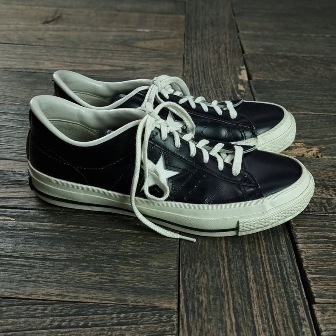 [컨버스 재팬] 원스타 로우 레더 스니커즈 블랙 M19236 상품이미지3