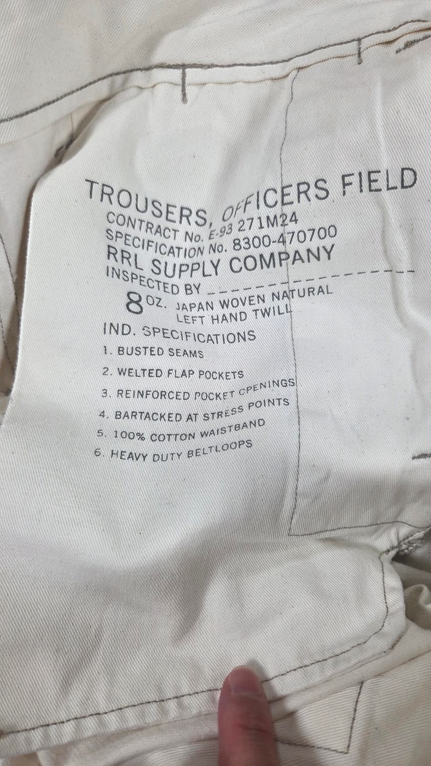 더블알엘 RRL 에크루 크림색 트라우져 팬츠(31-30) 상품이미지4