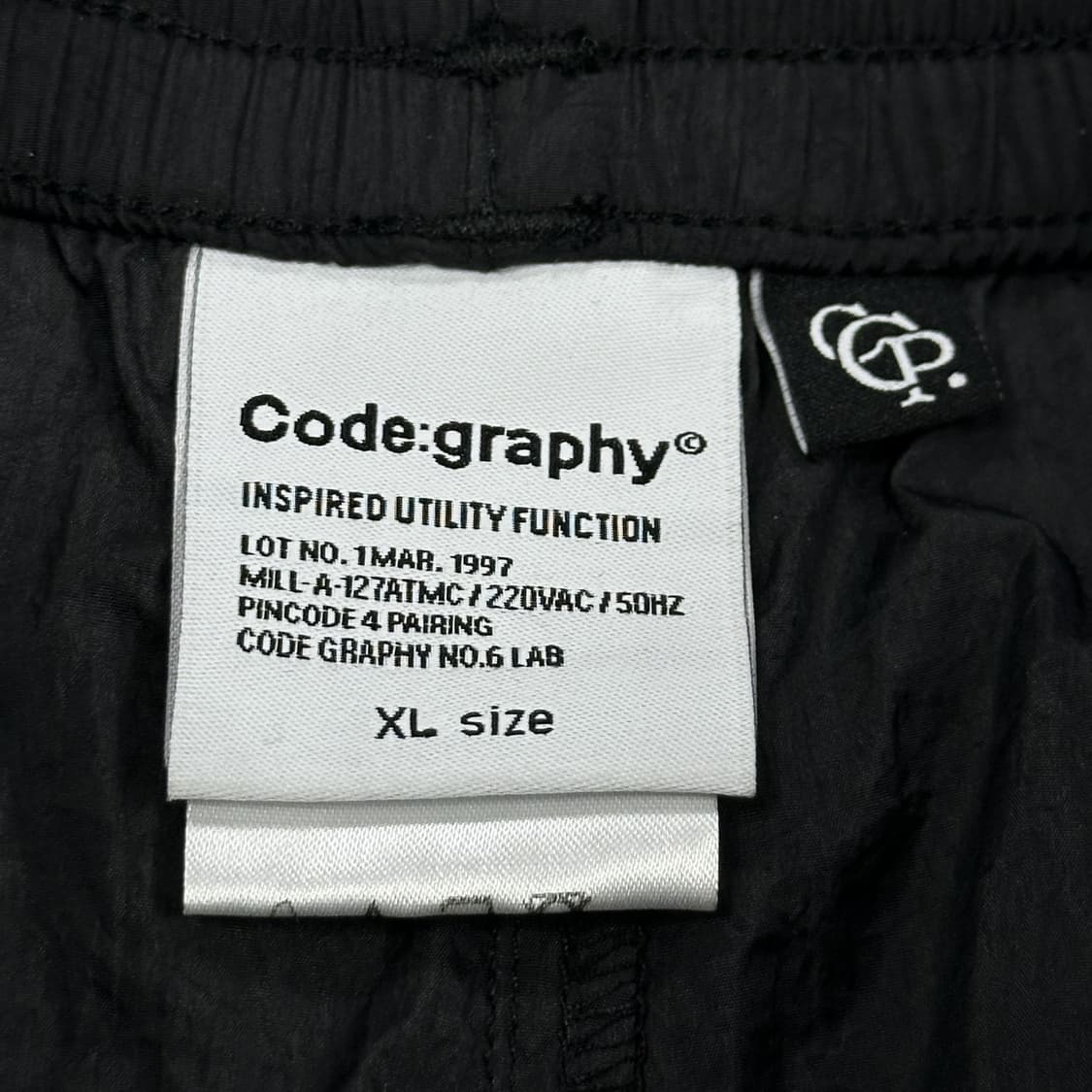 코드그라피 블랙 와이드 퍼티그 우븐팬츠 (XL) 상품이미지5