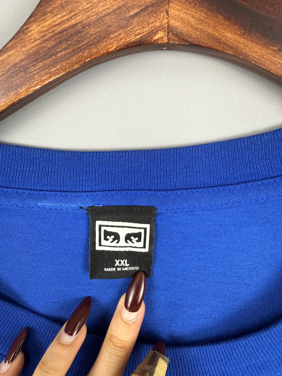 오베이 빅로고 반팔 티셔츠 블루 E32 상품이미지5