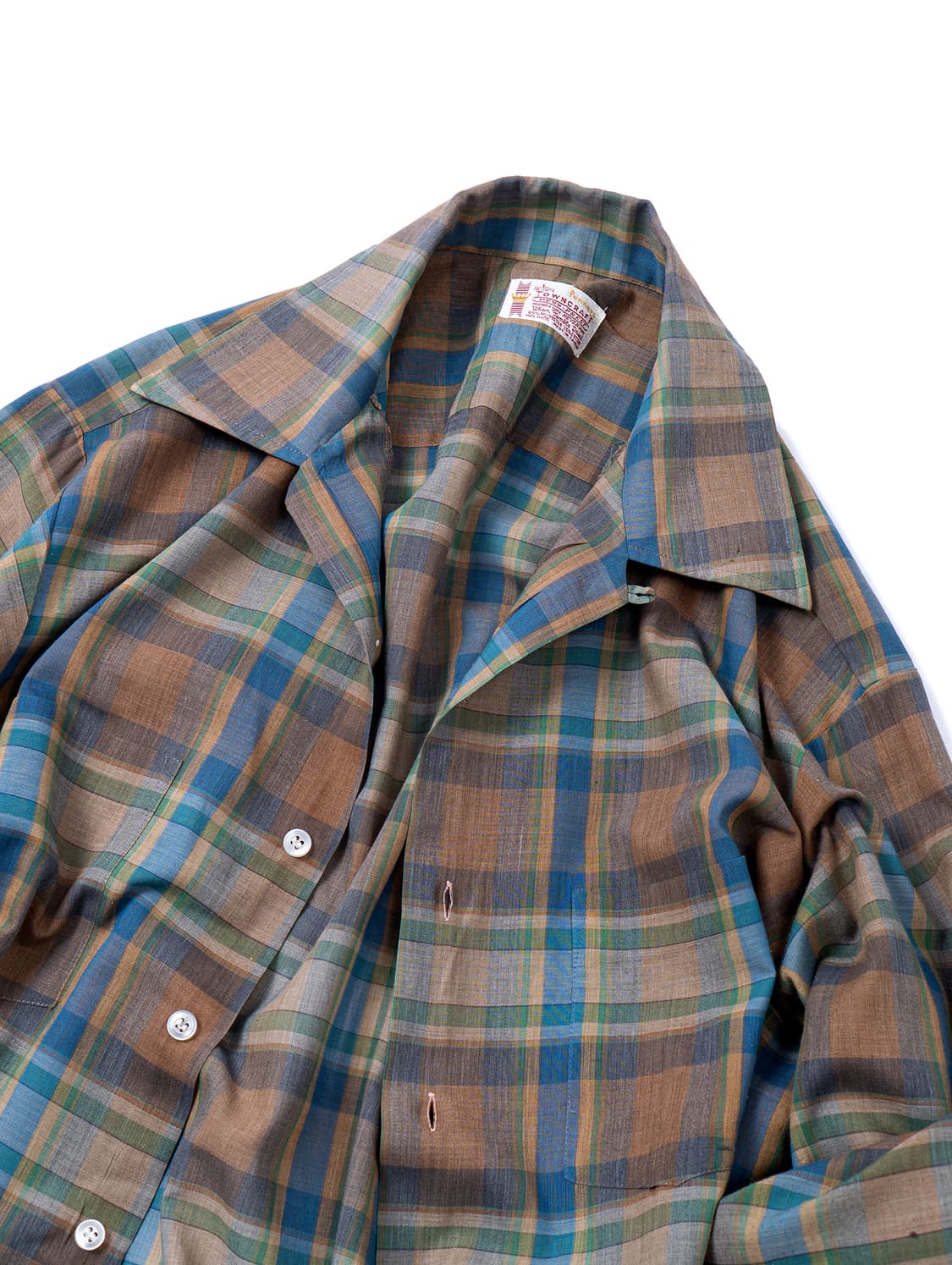 70s Towncraft Loop Collar Check Shirt  상품이미지4