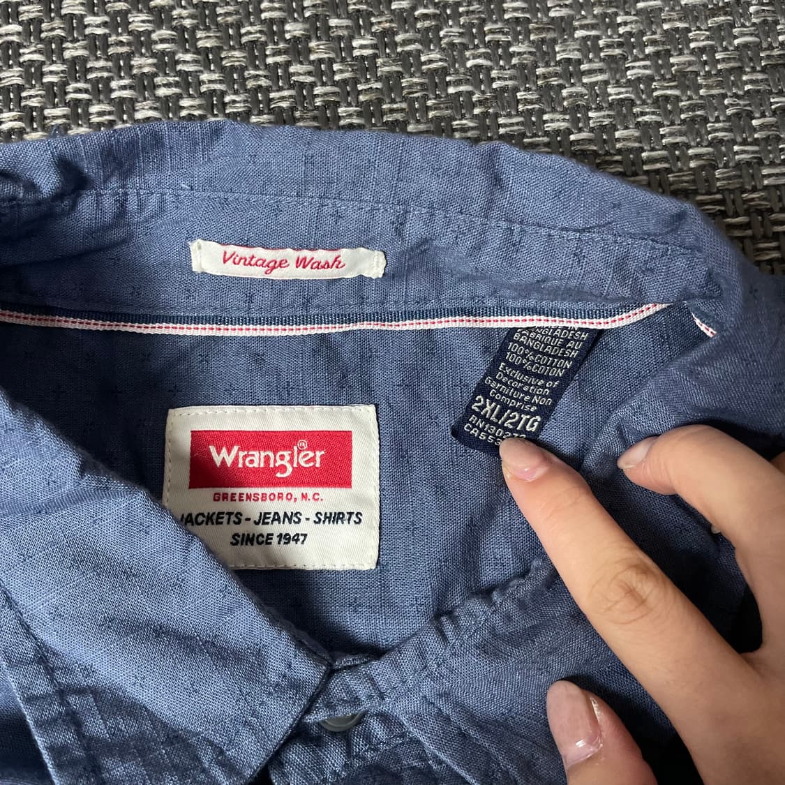 랭글러 애쉬블루 마이크로 패턴 원포켓 긴팔 셔츠 2XL 상품이미지4