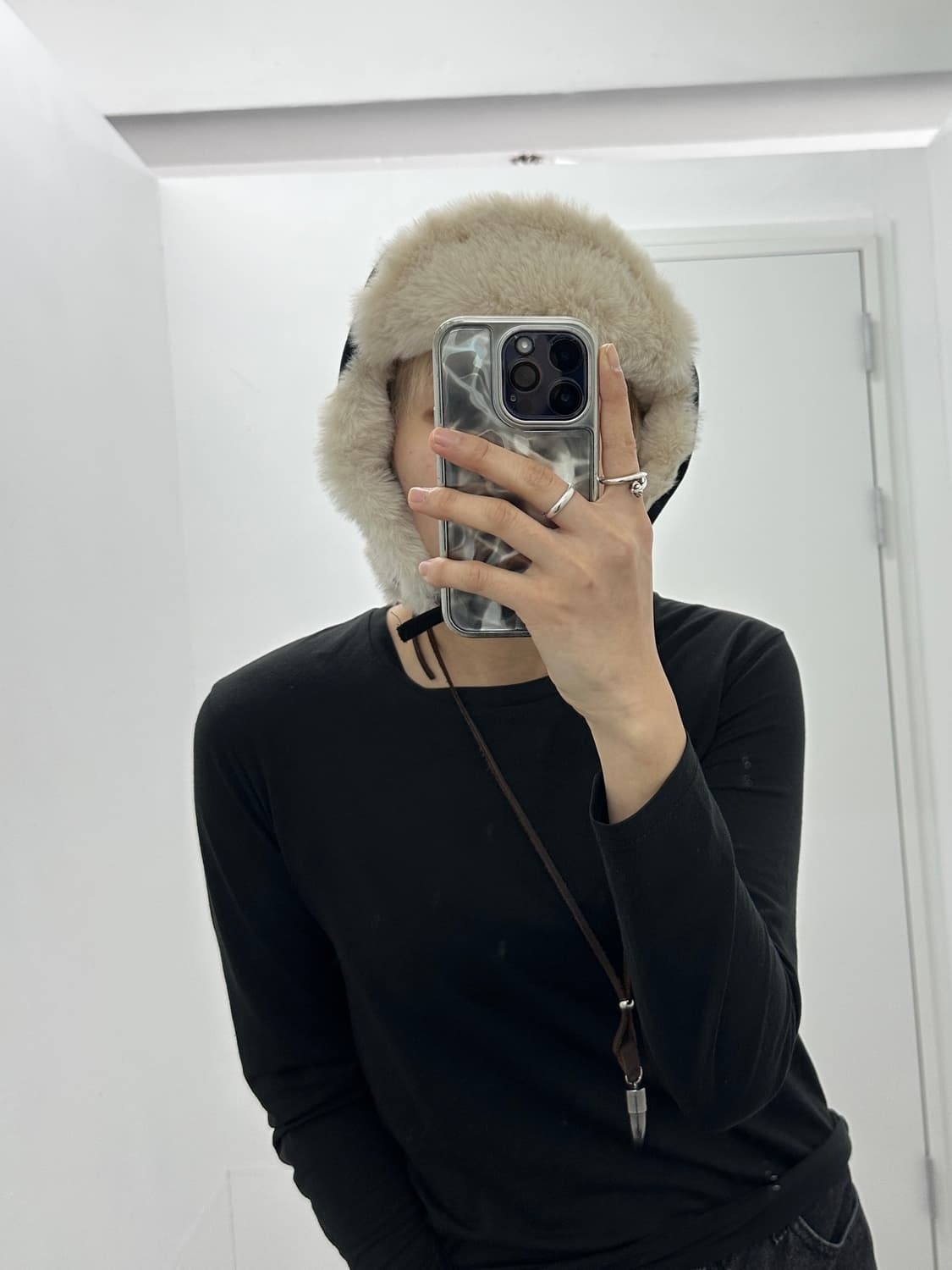 Black suede earflap cap  상품이미지8