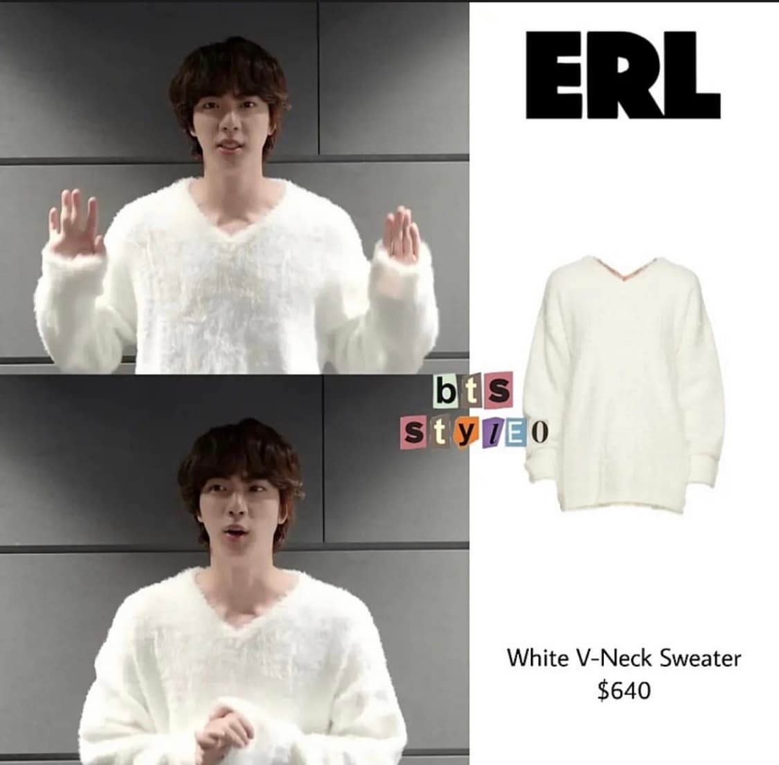 ERL 모헤어 v넥 니트 스웨터 / XL 상품이미지3