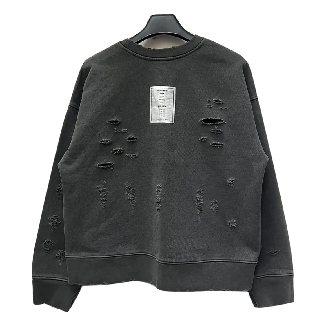 어텐션로우 디스트로이드 워싱 피그먼트 맨투맨 0사이즈 상품이미지2