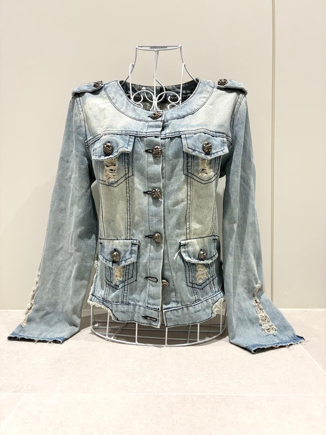 버튼 데님 자켓 상품이미지1