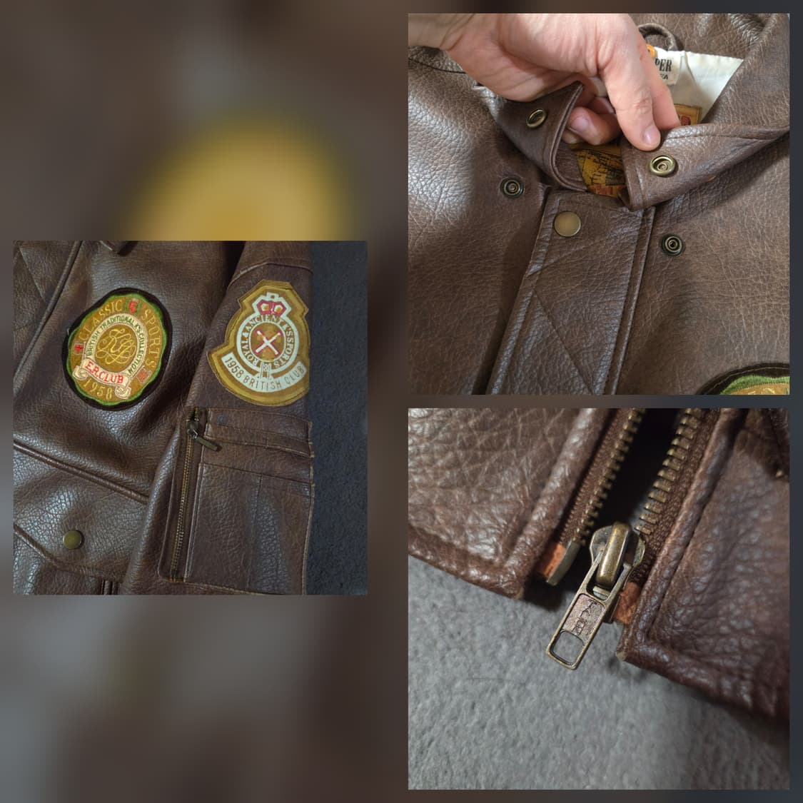 90s NewsPaper A-2 레더 자켓 XXL 상품이미지3