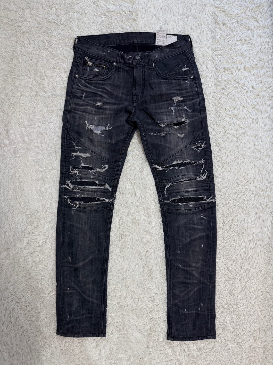 버커루(BUCKAROO) 빈티지 디스트로이드 블랙 바이커 진 상품이미지3