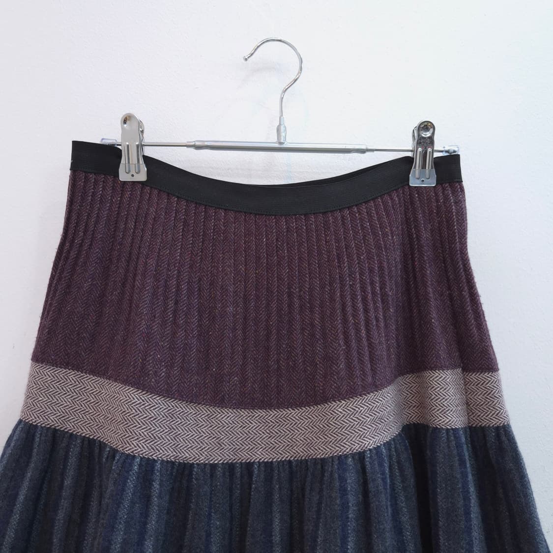 울혼방 3단 배색 플레어 스커트 상품이미지2