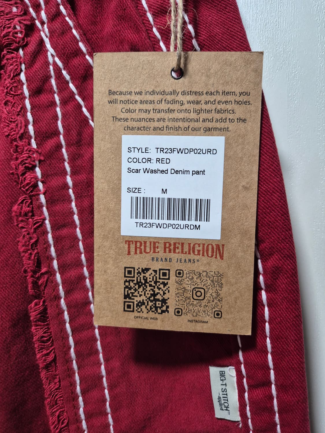 (타임세일)(새상품) 트루릴리젼 레드 와이드 팬츠 상품이미지4