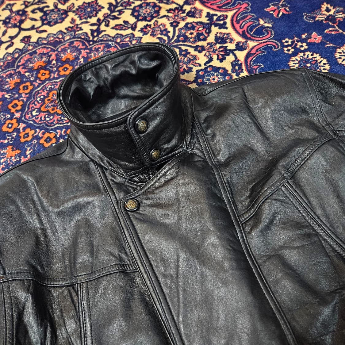 Vintage 램스킨 더블 카라넥 가죽 라이더자켓 M size 상품이미지3