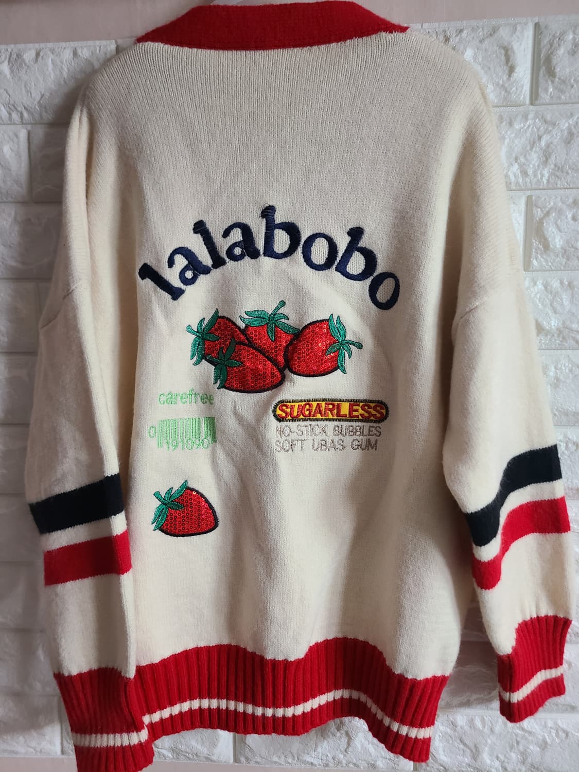 Lalabobo 딸기 자수 가디건 상품이미지5