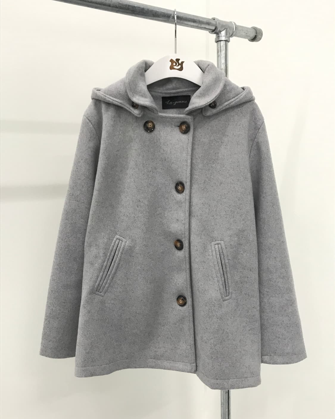 La-gemme Light Gray Hooded Coat 상품이미지7