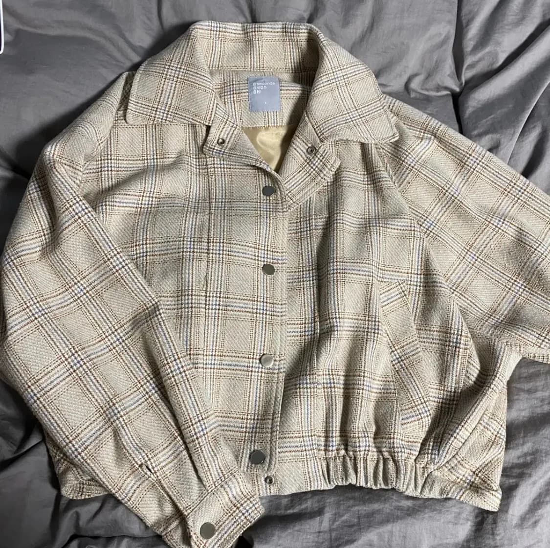 에잇세컨즈 자켓 점퍼 블루종 아이보리 체크 아우터 코트 퍼 집업 상품이미지7