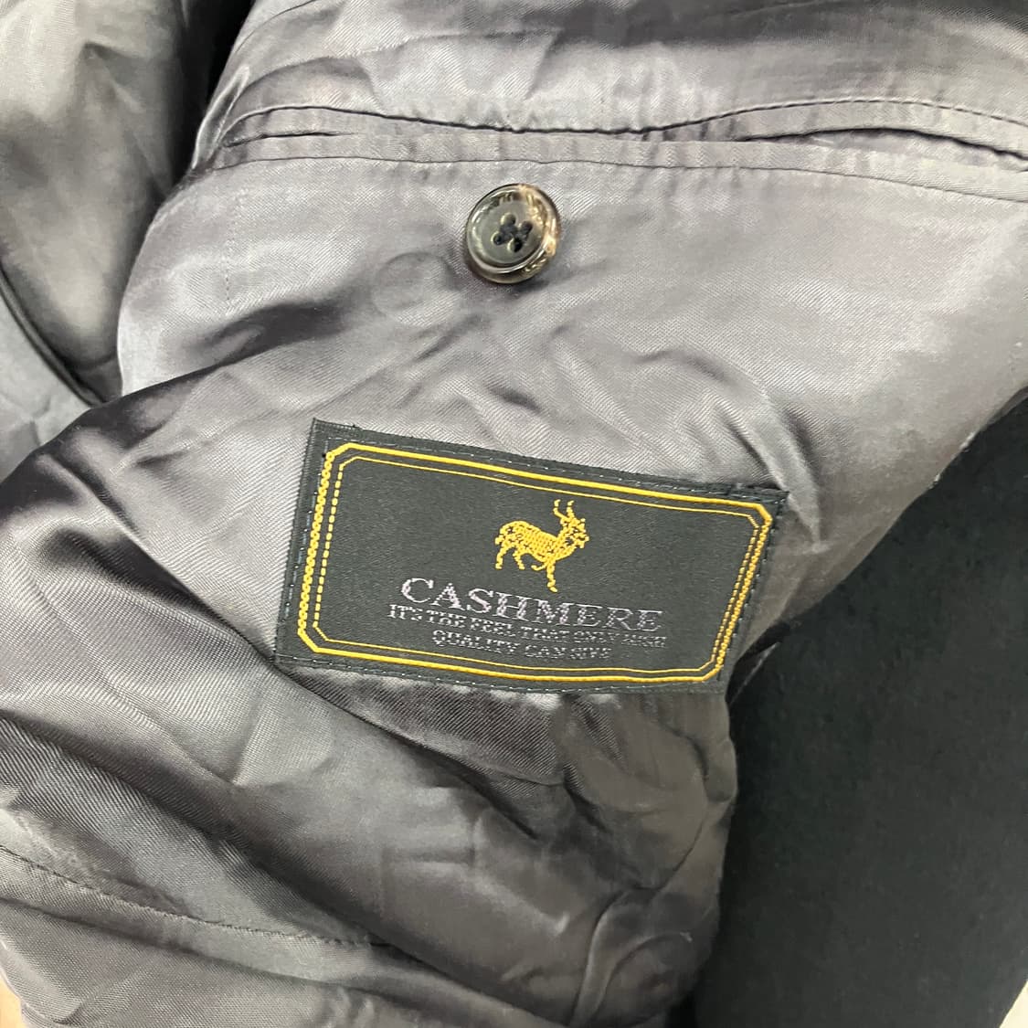 VTG 빈티지 블랙 더블 브레스티드 캐시미어 롱코트 상품이미지8