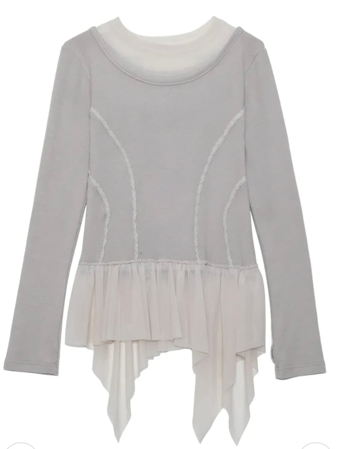 플레어업 레이어드 레이스 프릴 롱슬리브 상품이미지1