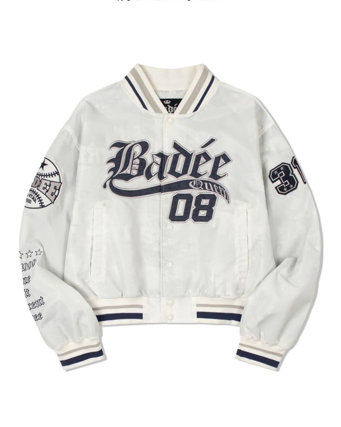 배디 바시티 베이스볼 자켓 화이트 M 상품이미지2