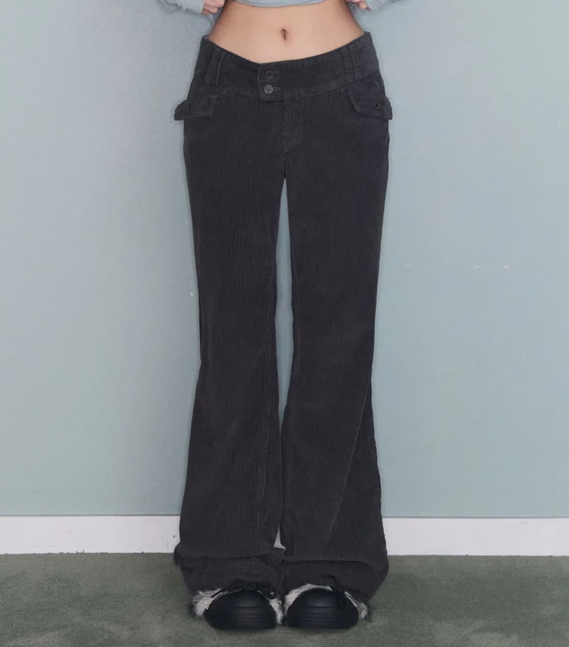 미레코 FLOWER LOW CODUROY PT CHARCOAL 상품이미지2