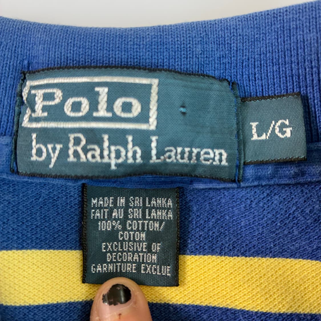 Polo  폴로 랄프로렌 90,s 자수 코튼 스트라이프 카라 반팔 티셔츠 상품이미지3