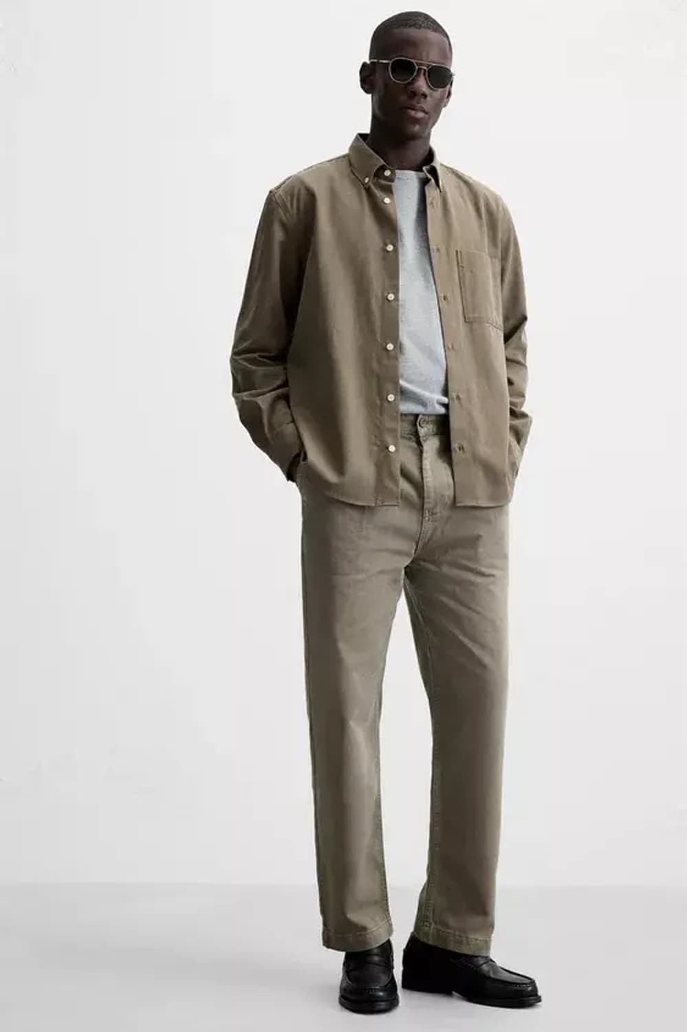 [31] 자라 zara 면바지 스트레이트핏 테이퍼드핏 긴바지 슬랙스 카키 상품이미지2