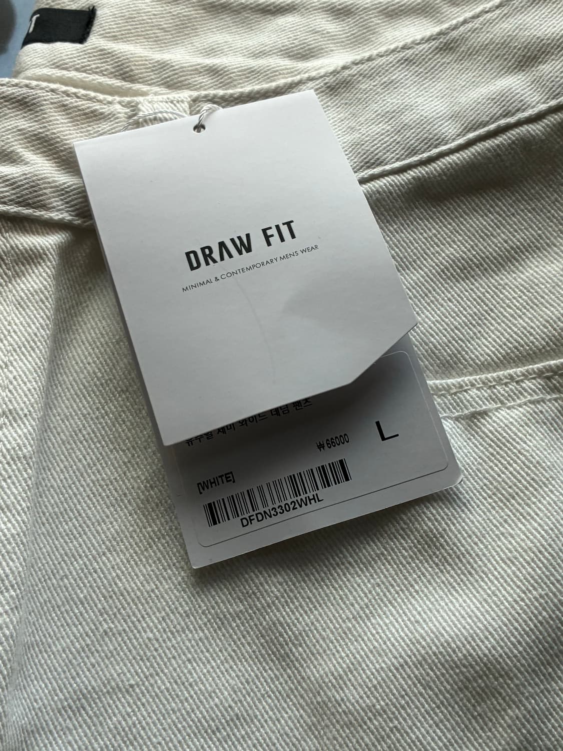 (새상품)(L) 드로우핏 유주얼 세미 와이드 데님 팬츠 WHITE 상품이미지7