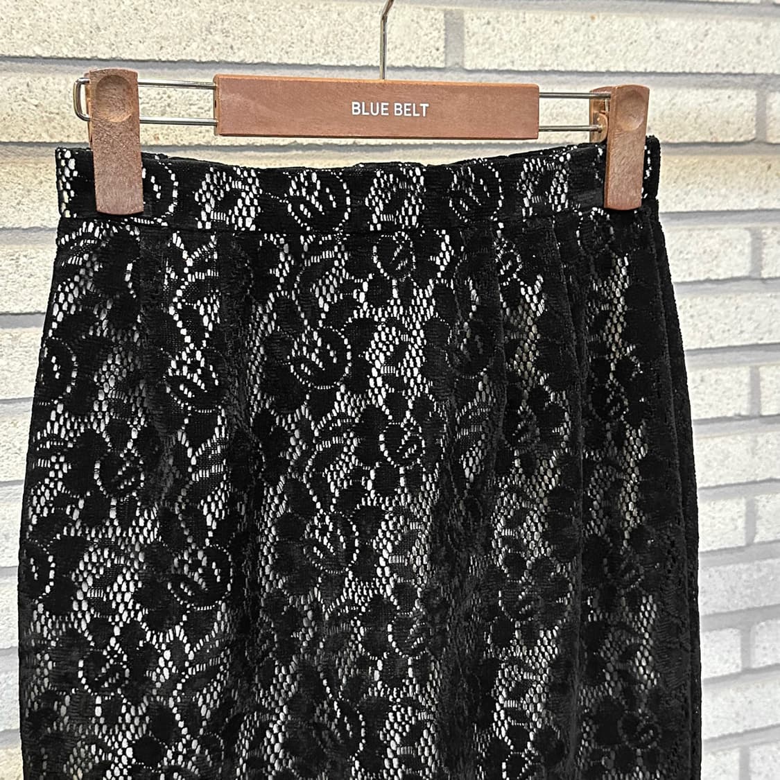 JPN VINTAGE 미니 스커트 플라워 레이스 시스루 디테일 블랙 상품이미지5