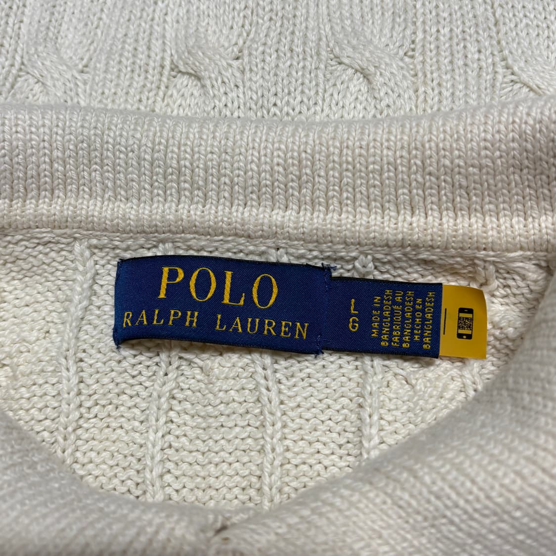 L 폴로랄프로렌 화이트 케이블 반팔 니트 상품이미지4