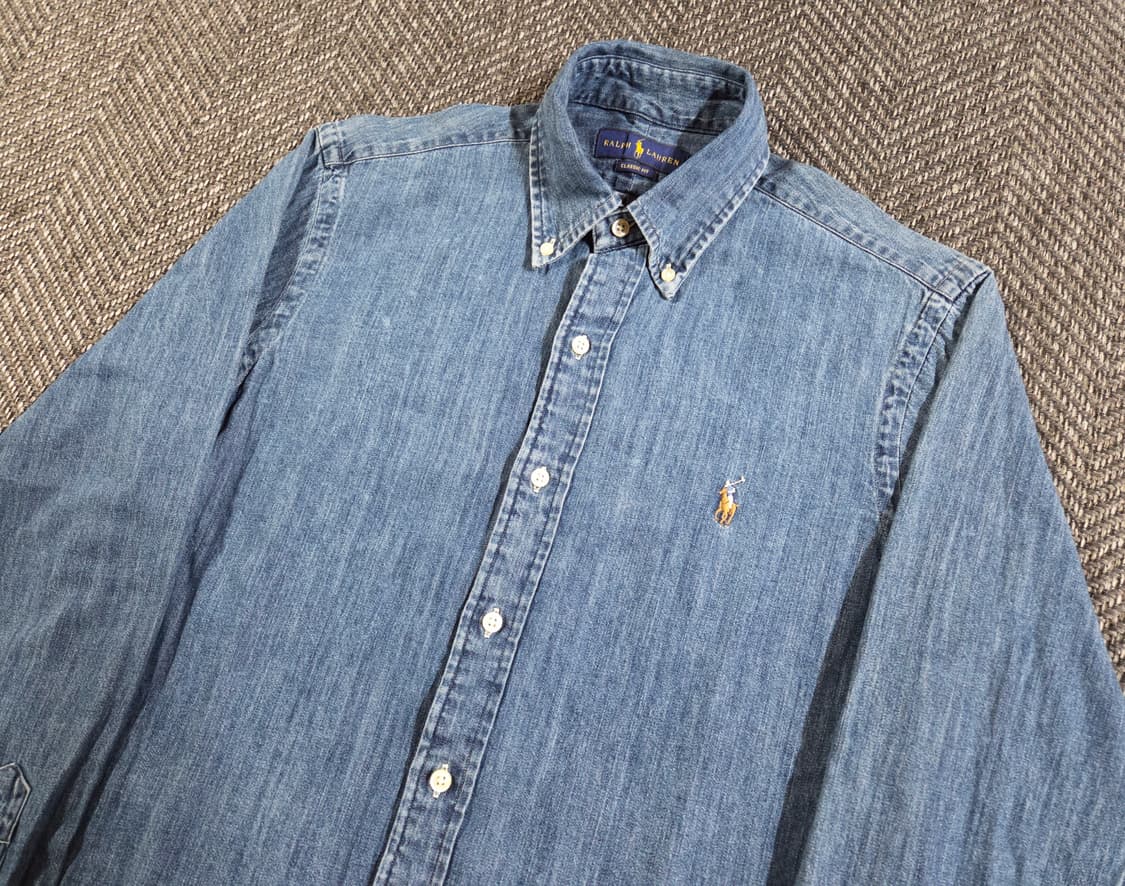 신형 QR 폴로 랄프로렌 클래식핏 샴브레이 데님셔츠 상품이미지3