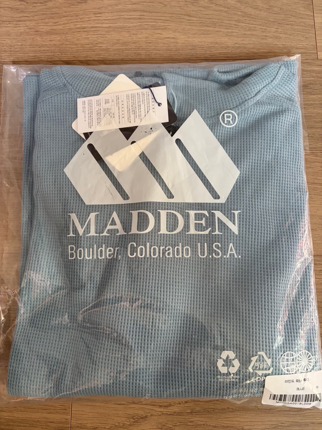 새상품) 매든 라인드 와플 후디 스카이블루 상품이미지3