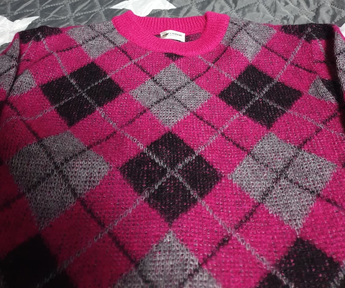 생로랑 파리 다이아패턴 니트 스웨터 핫핑크 (U사이즈) 상품이미지2