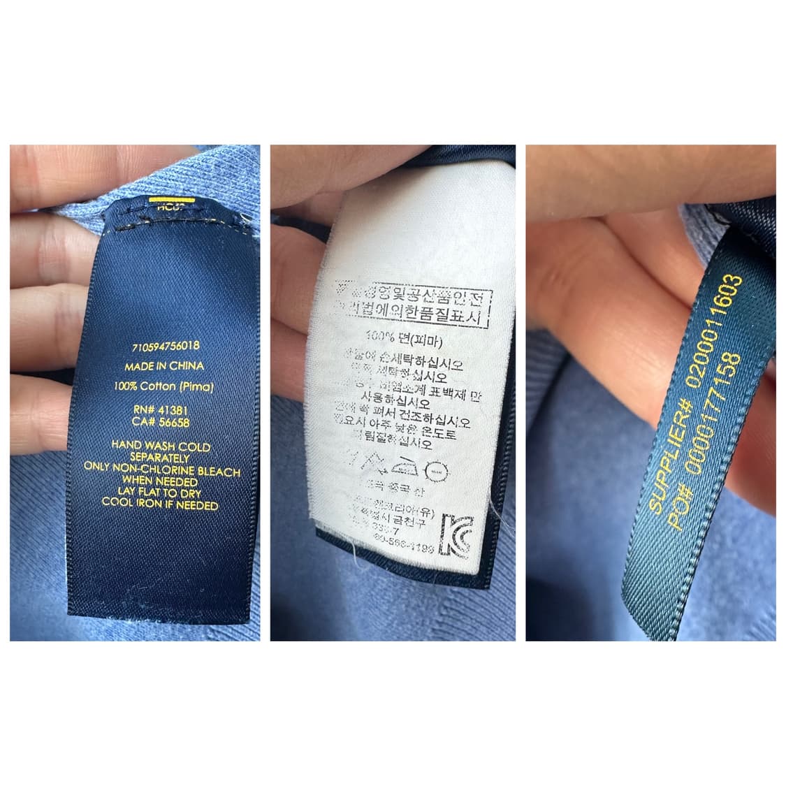 폴로 랄프로렌 피마 코튼 라운드 니트 스카이 블루 M 상품이미지10