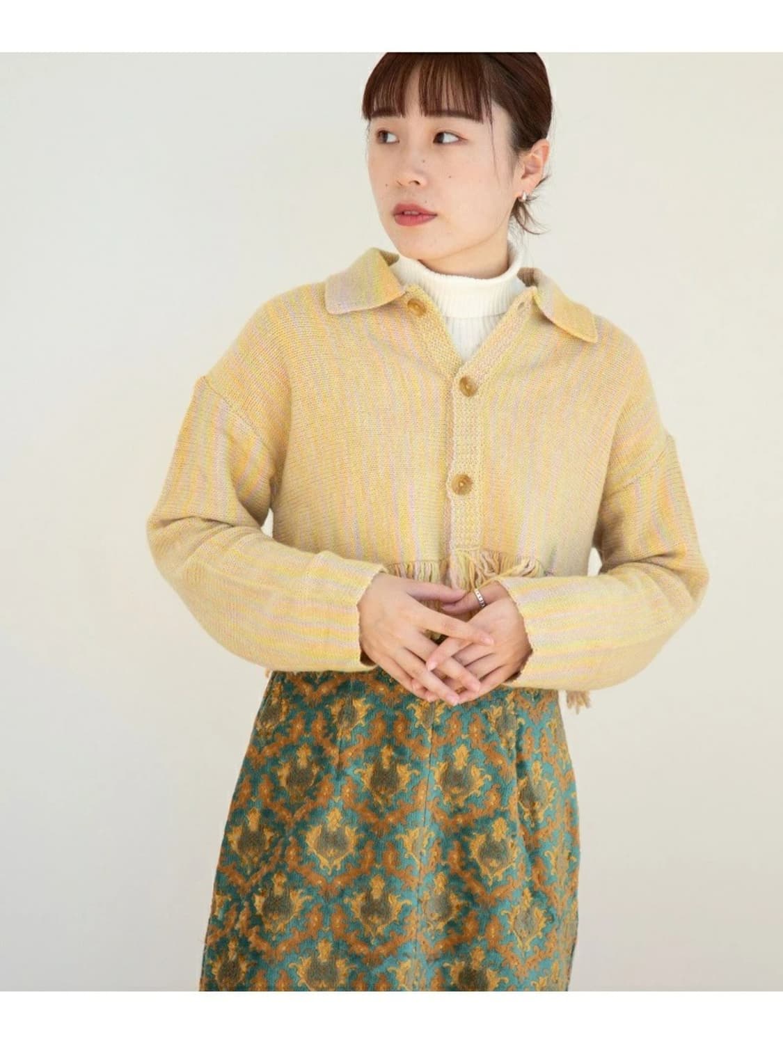 빔즈보이 BEAMS BOY Kasuri Fringe Cardigan 상품이미지4