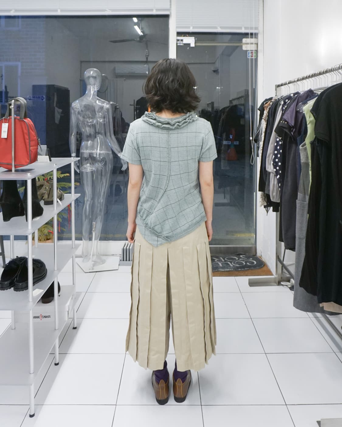 Y’S asymmetrical check short sleeve top  상품이미지5