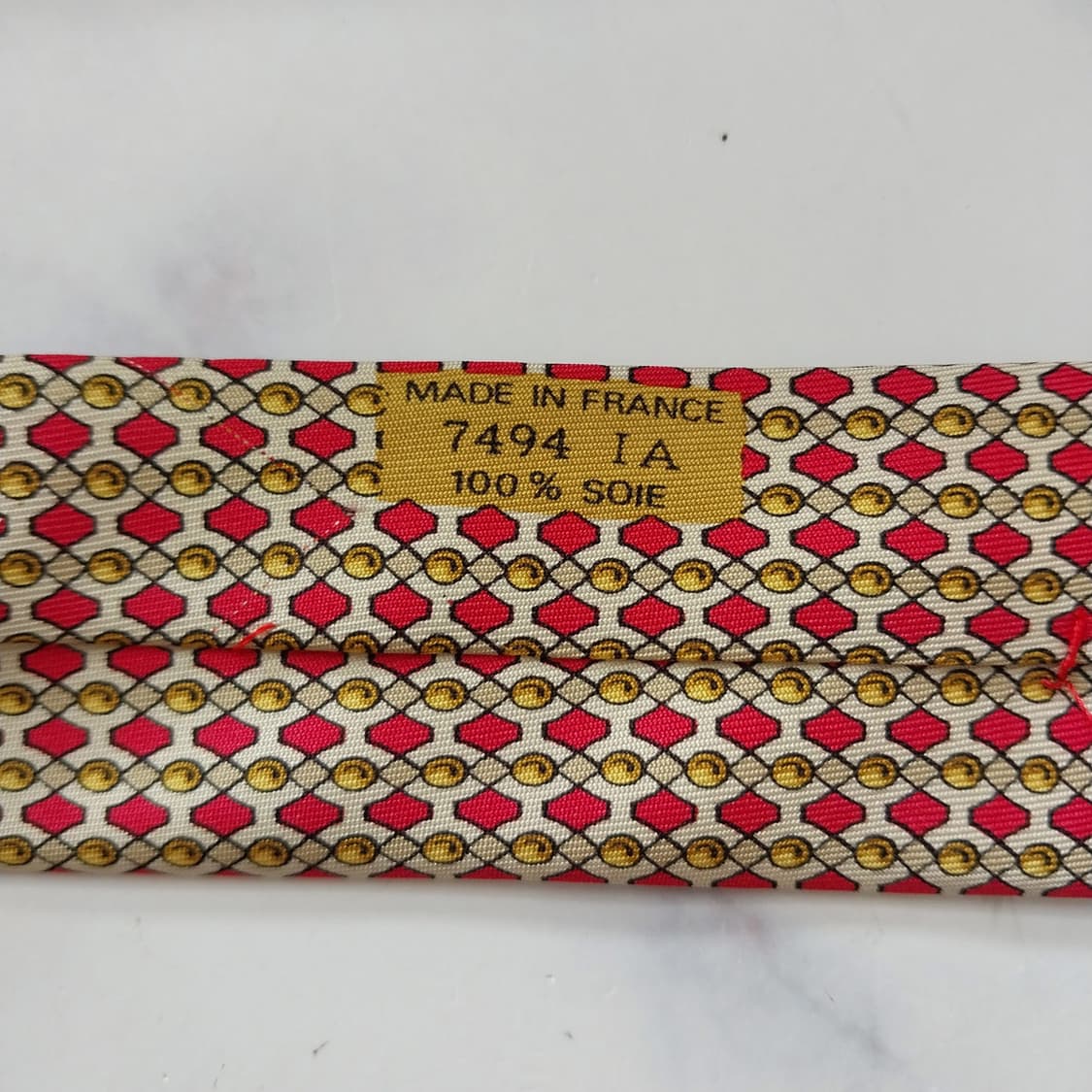 에르메스 실크 레드빛 핑크 패턴 넥타이 9cm A+등급 K1860
 상품이미지10