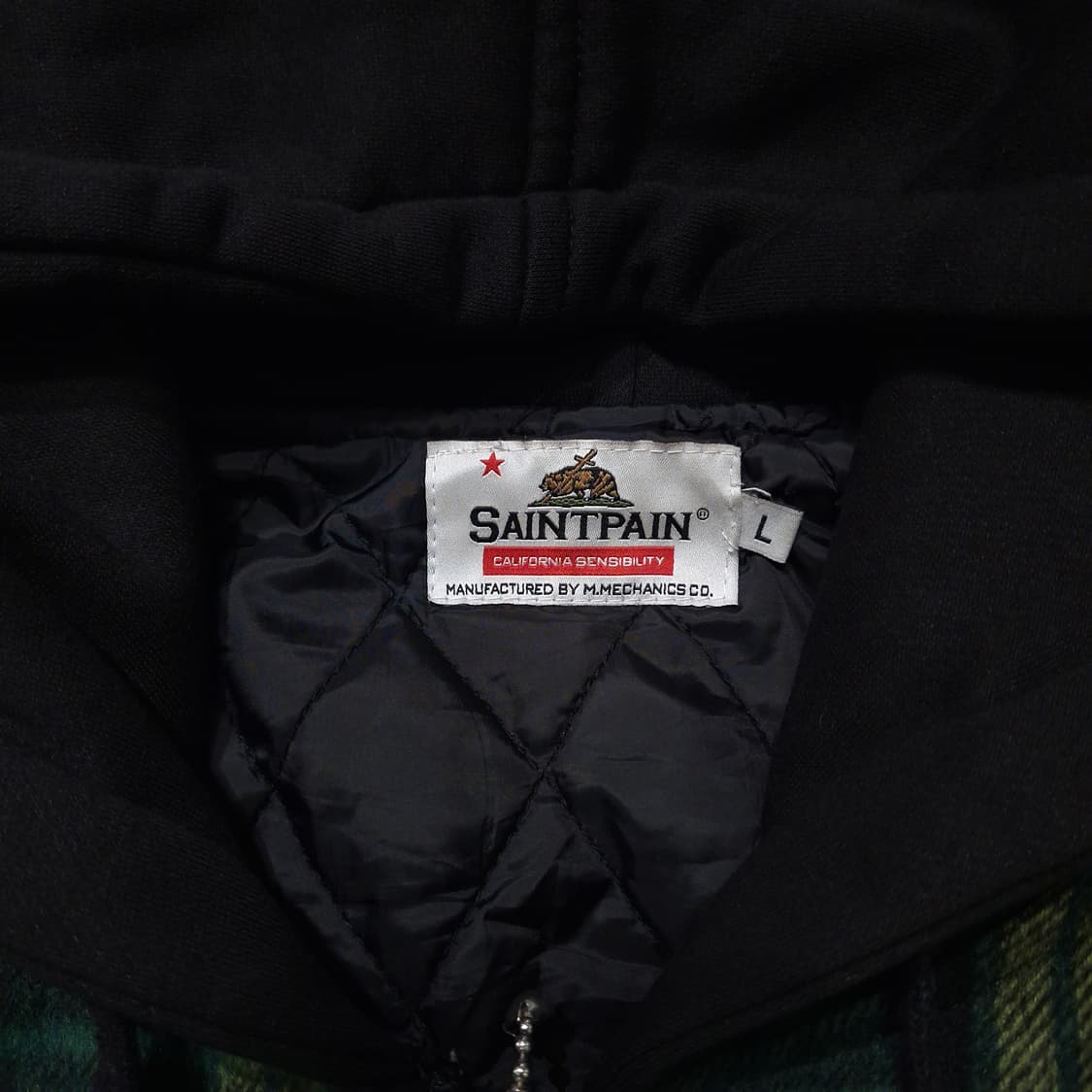SAINTPAIN 세인트페인 그린 체크패턴 울블렌드 패디드 후드집업 상품이미지8