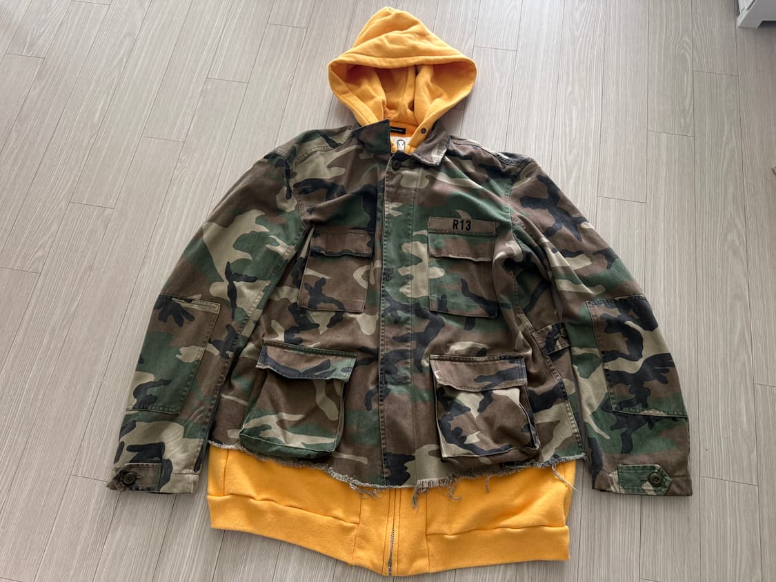 R13 16ss 옐로우 카모 아부 후디 재킷 상품이미지3