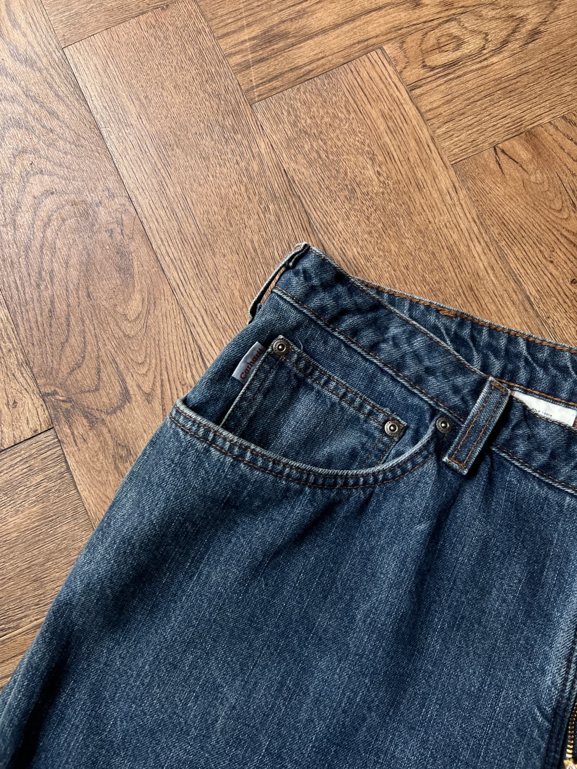 [34]칼하트 USA 체크 라이닝 워크 데님 팬츠 상품이미지4