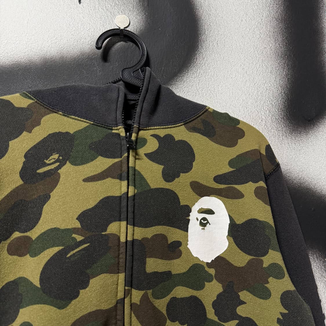 정품 베이프 1ST 카모 녹계 프린팅 디테일 풀 집업 후디 상품이미지3