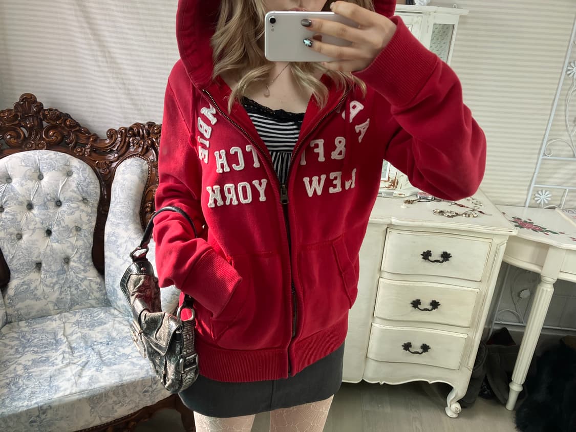 Abercrombie & Fitch red hood zip-up 상품이미지2