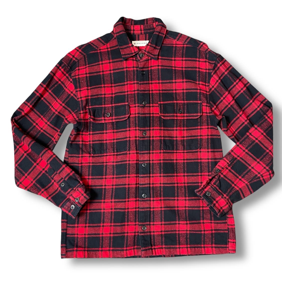 지오다노 레드블랙 체크 플란넬 워크 셔츠 자켓 L 상품이미지1