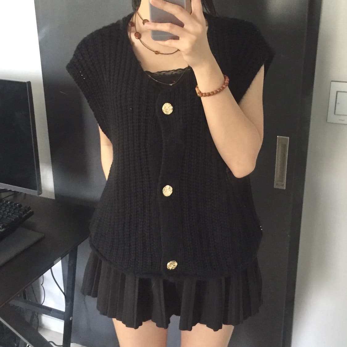 JPN 하구미 사와코 니트 베스트 상품이미지3