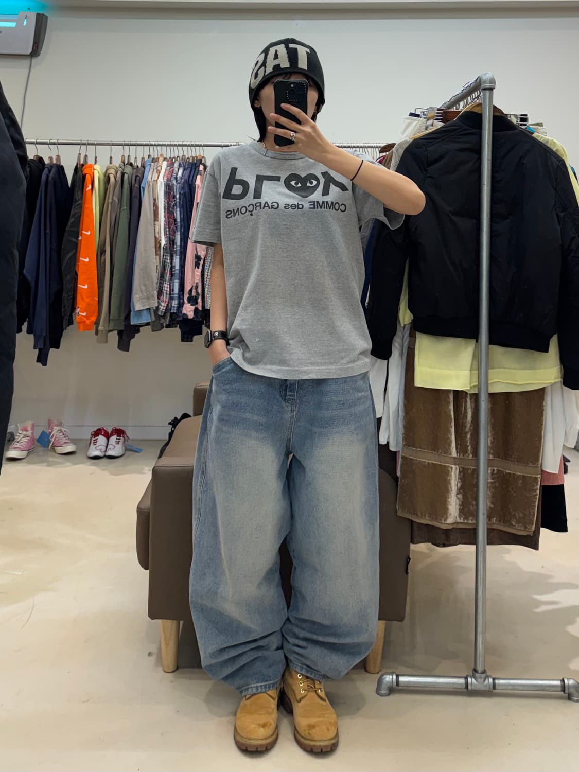 꼼데가르송 플레이 티셔츠 그레이 상품이미지7