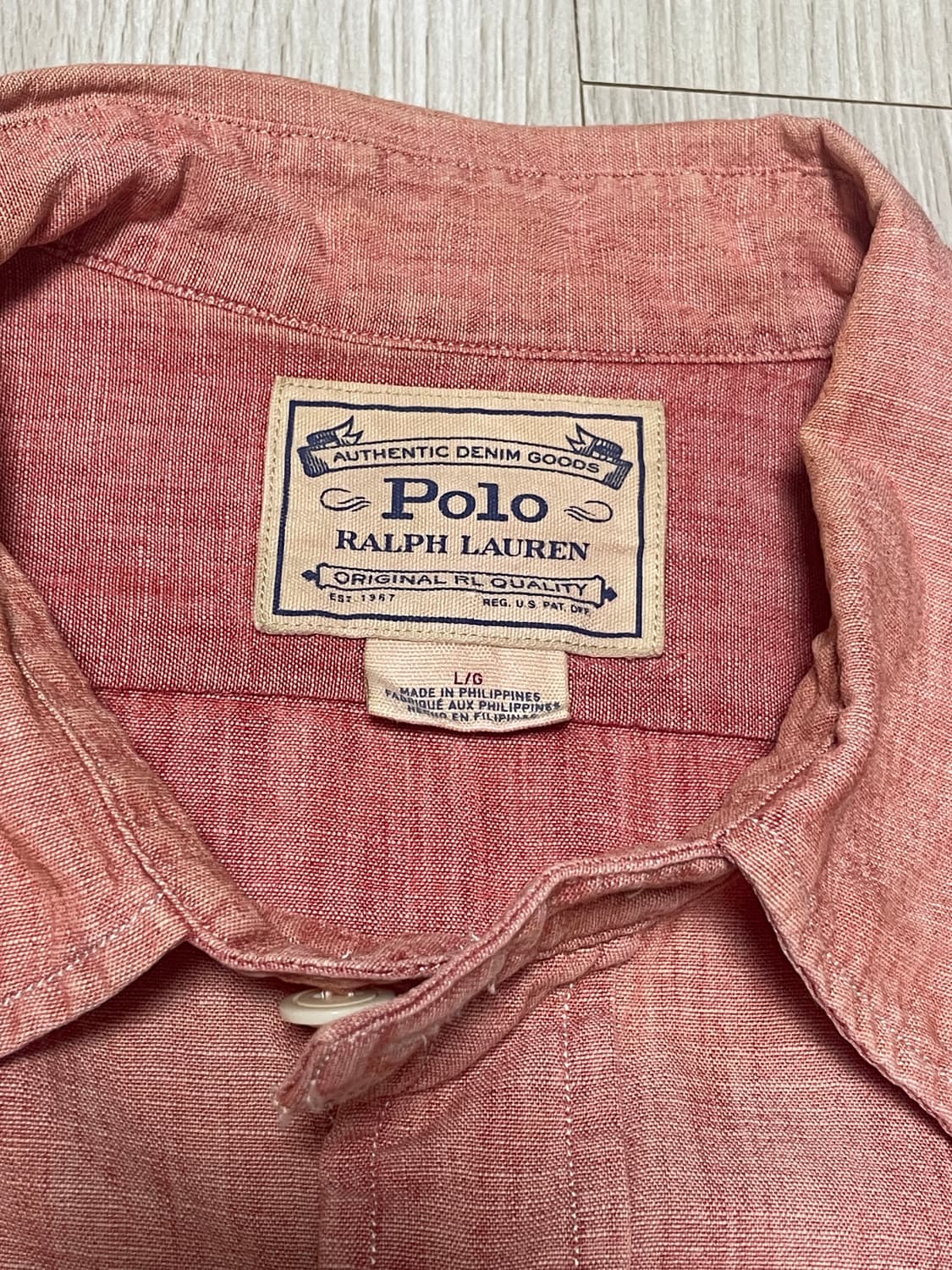 폴로 랄프로렌 샴브레이 워크셔츠 L사이즈 판매합니다 상품이미지2