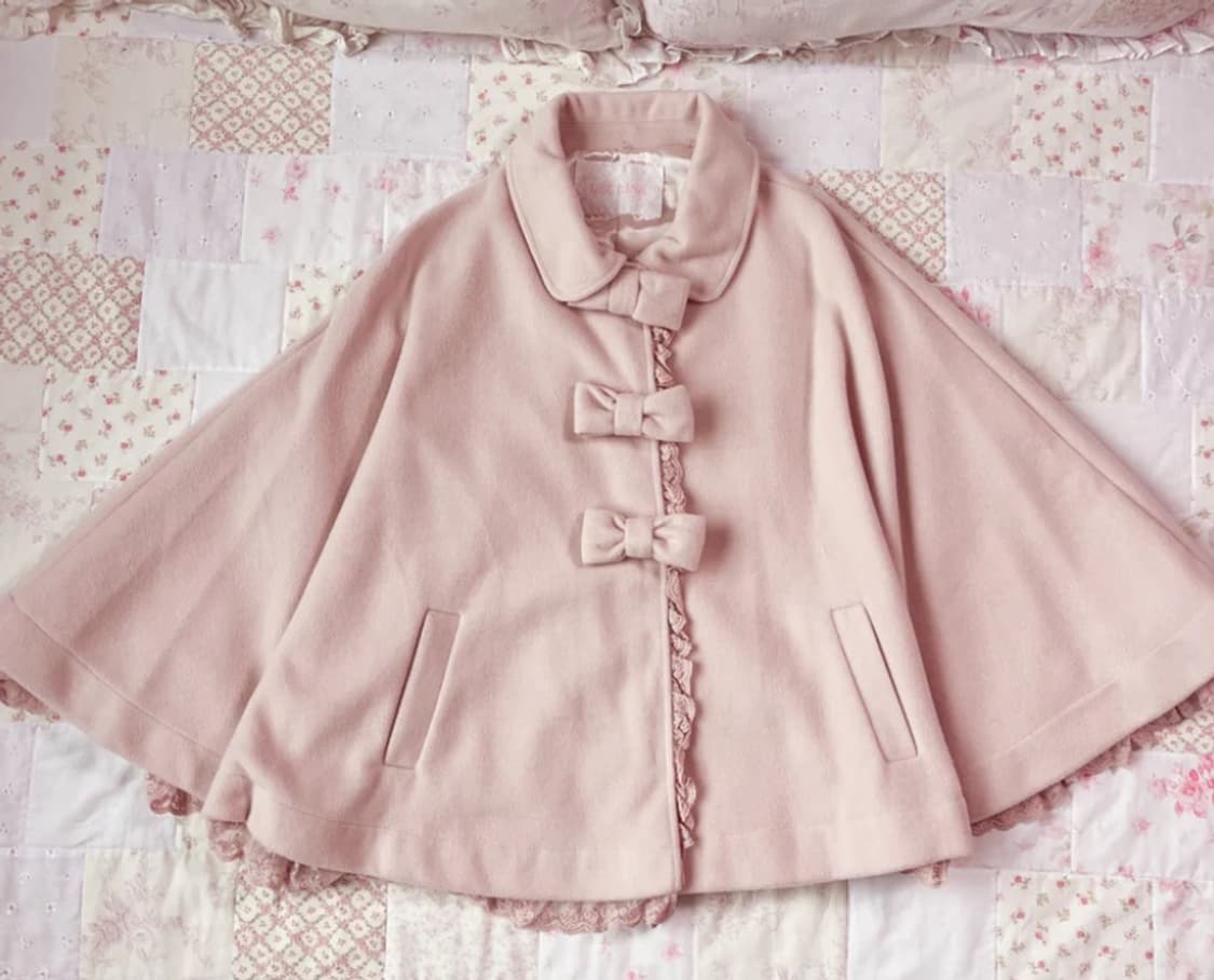 리즈리사 리본 핑크 케이프 코트 망토 판초 히메갸루 로걀 양산형 로리타 상품이미지1