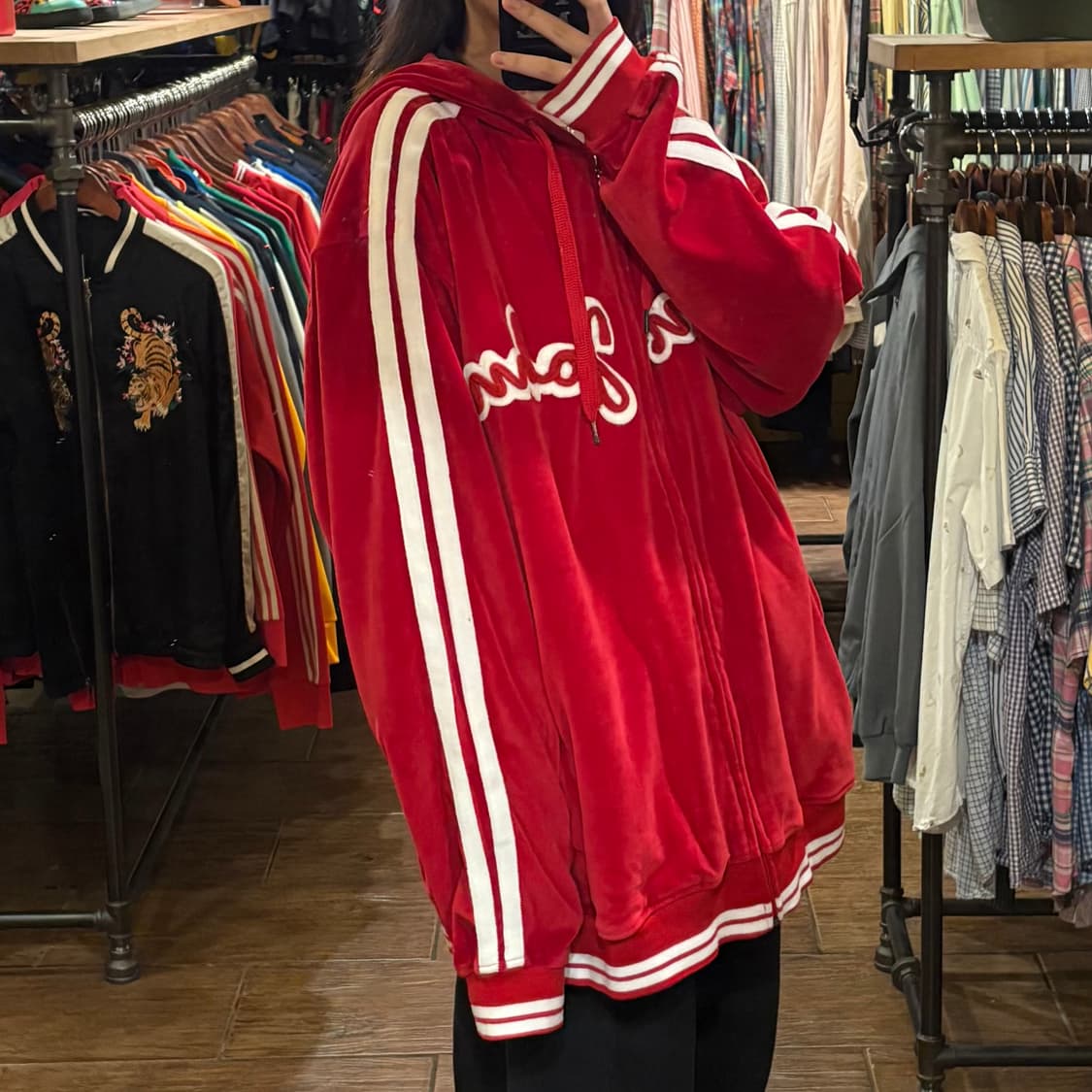 [HI] vtg 벨로아 벨벳 져지 레드 상품이미지3