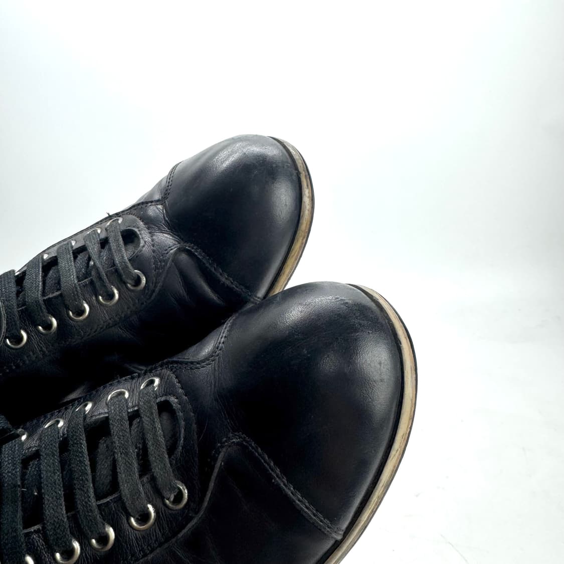 265) GUCCI 구찌 블랙 레더 스니커즈 상품이미지5