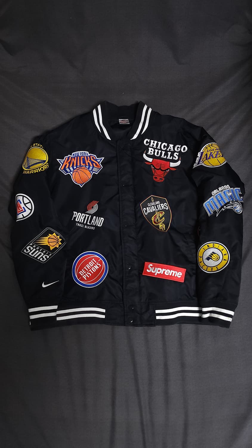 [XL] 슈프림 나이키 18SS NBA 팀 웜업 바시티 자켓 블랙 상품이미지1